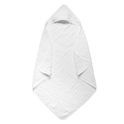 1 Pure White Baby Hooded Towel - Muslin Baby Bath Towel