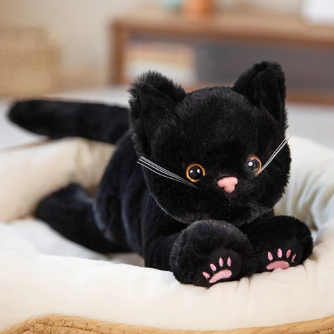 Cat Doll Plush Toy - Soft Stuffed White and Gray Cat Pillow