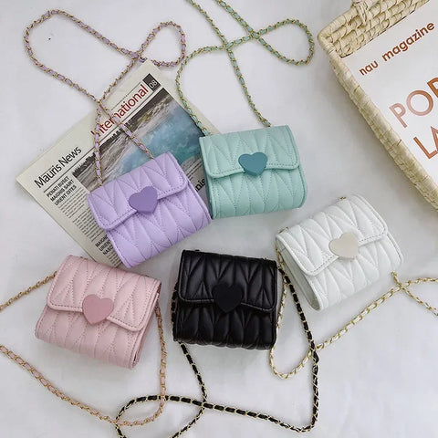Small Fashion Heart Shoulder Bags for Baby Girls