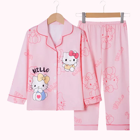 Kids Pajama Set – Soft Casual Lapel Cartoon Sleepwear for Autumn and Winter