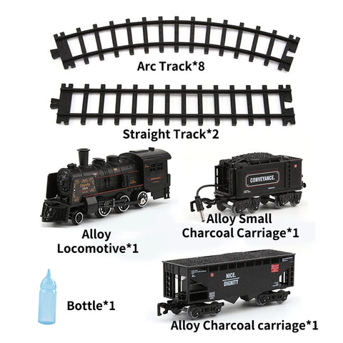Alloy Railway Train Set with Sound, Light & Smoke – Realistic Metal Locomotive for Kids