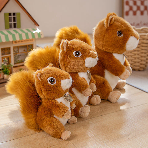 Adorable Furry Hair Big Tail Squirrel and Raccoon Plush Toy – Realistic Soft Stuffed Animal Doll