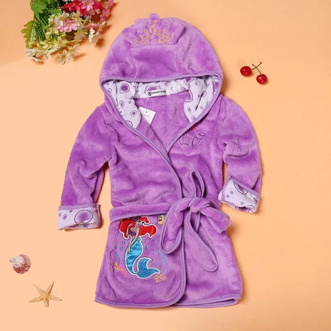 Kids Cartoon Bathrobe – Soft Hooded Flannel Bathrobe with Animal Ears