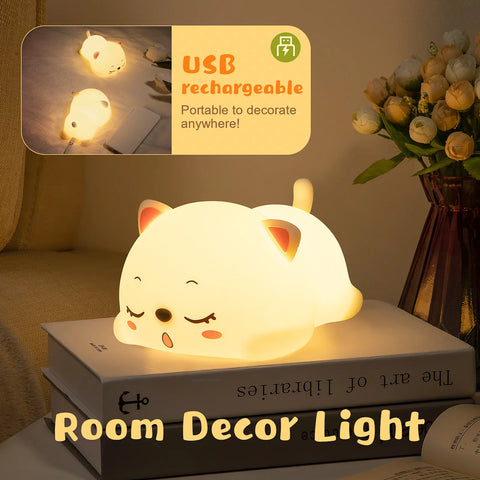 Cat LED Night Light Touch Sensor Remote Control