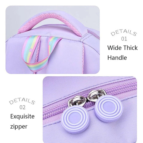 Kids Backpacks for Girls – Macaron Color School Bag with Rainbow Pendant