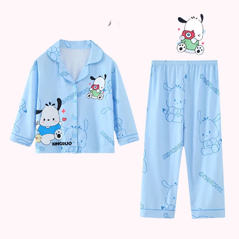 Kids Pajama Set – Soft Casual Lapel Cartoon Sleepwear for Autumn and Winter