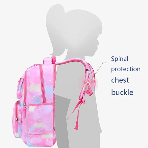 Pink Gradient School Backpack for Girls