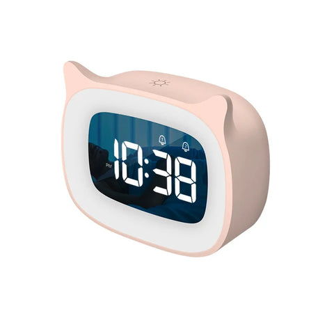 Cat Shape LED Digital Alarm Clock - With Voice Control and Night Light