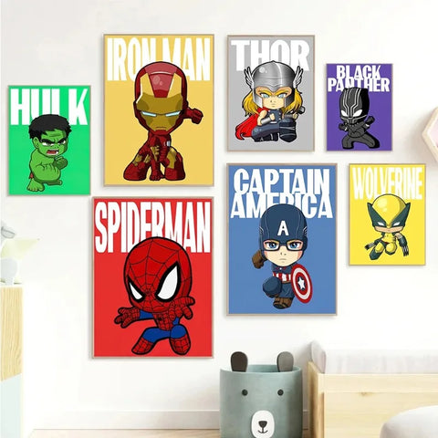 Heroes Canvas Wall Print for Kids - Elevate Your Kids Room Teeny Pandas