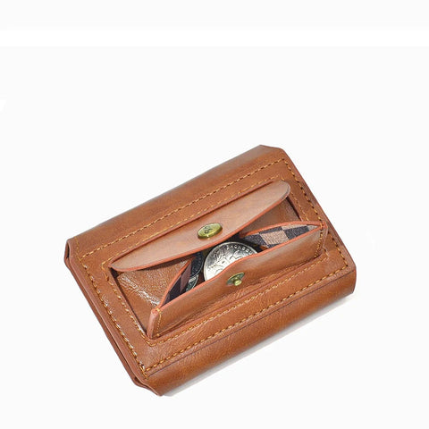 Vintage Cartoon Three-Fold Wallet – PU Leather Coin Purse and Card Holder