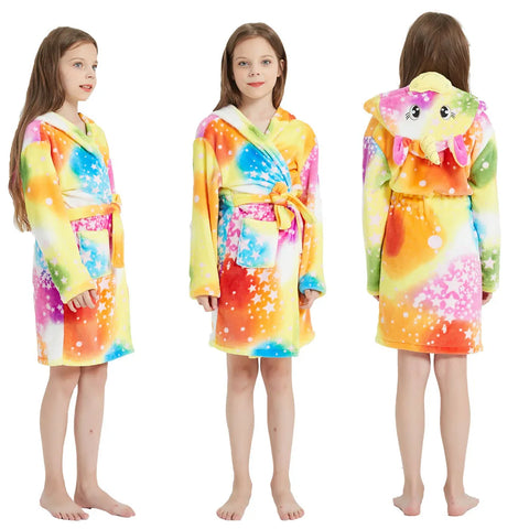 Kids Flannel Bathrobe for Girls – Cute Unicorn & Animal Themed Robe