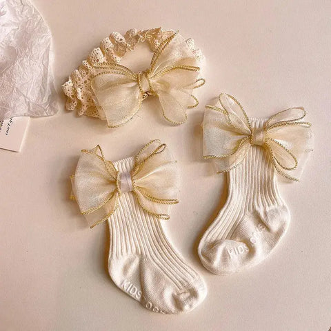Baby Bow Headband & Socks Set – Soft and Cute Toddler Accessories