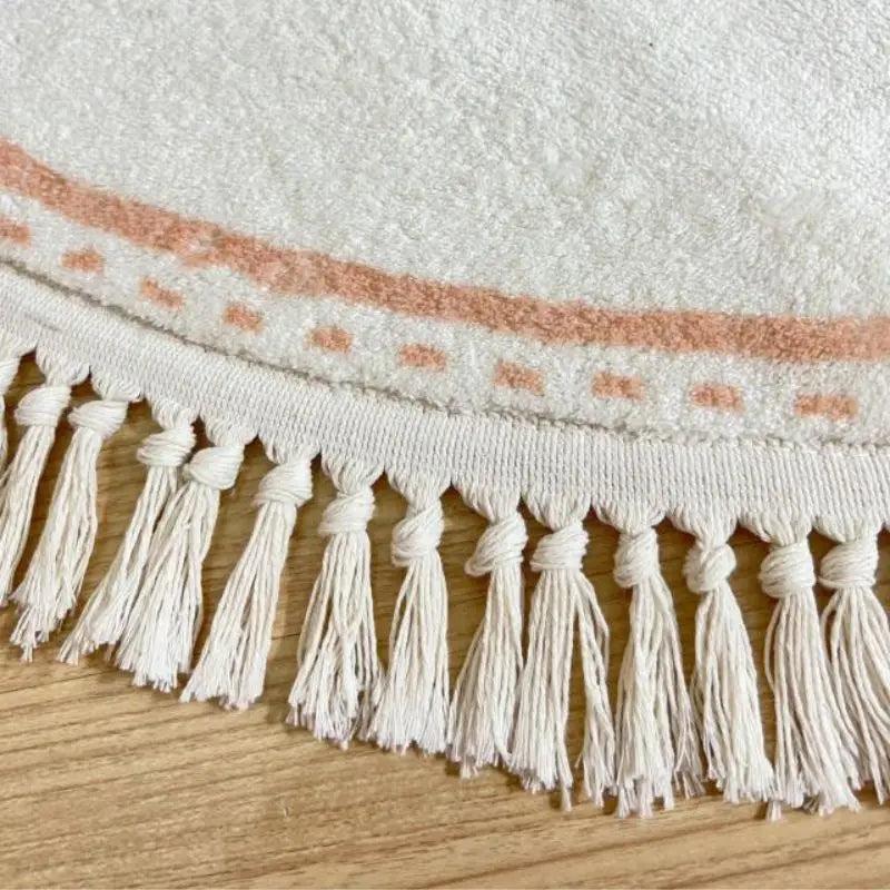 Soft Dot Round Kids Rug with Tassels - Cozy & Playful Decor Teeny Pandas
