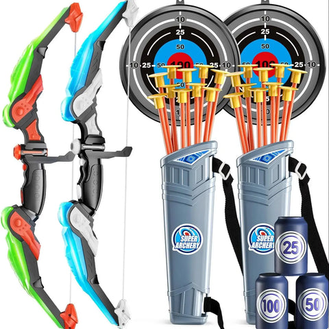 Luminous Bow and Arrow Toy Set with Target + 10 Arrows