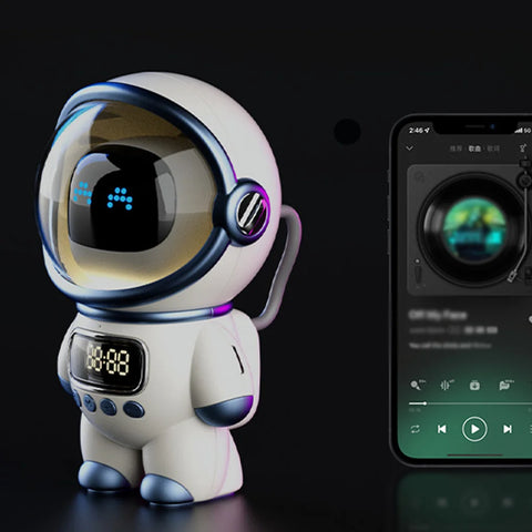 Astronaut Styling Wireless Smart Alarm Clock - With Speaker & Night Light