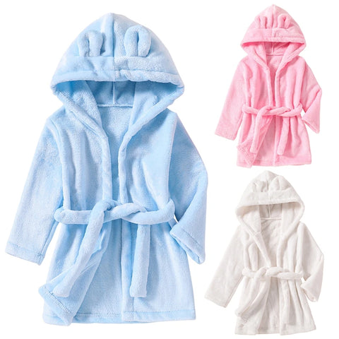 Winter Kids Hooded Flannel Bathrobe – Plush Pajamas for Boys & Girls
