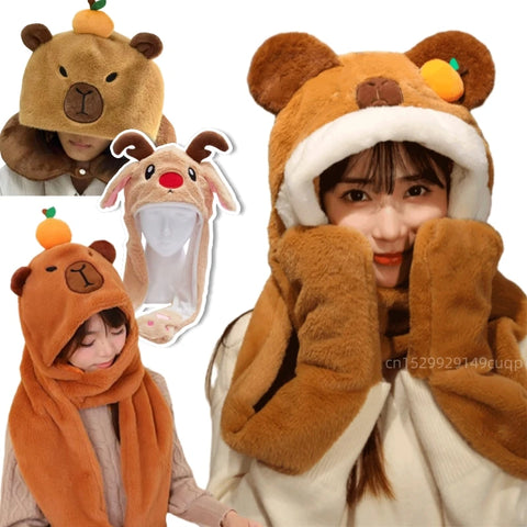 3-in-1 Kids Hoodie Scarf with Gloves - For Endless Cuddles! Teeny Pandas