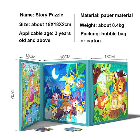 3-in-1 Montessori Magnetic Folding Puzzle Book