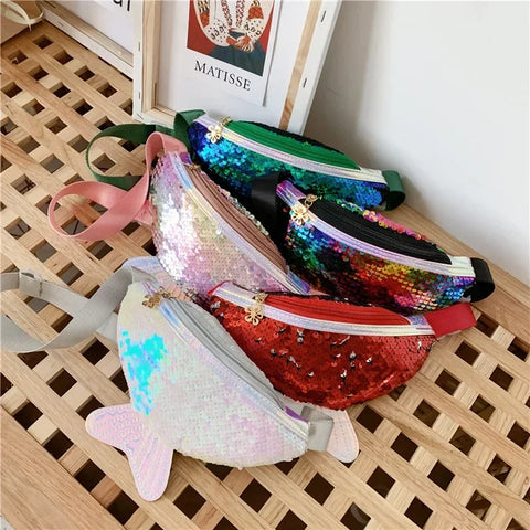 Fashion Sequin Fanny Pack for Kids – Shiny Mermaid Waist Bag for Girls