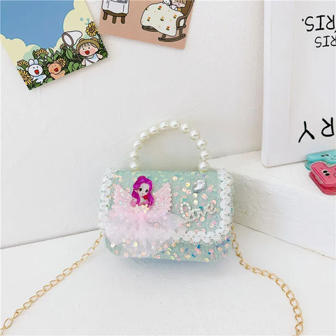 Pearl Handle Mini Sequin Handbag