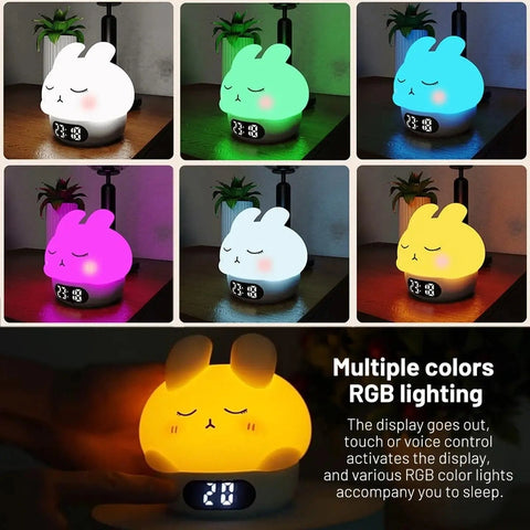 Cute Bunny Digital Alarm Clock - With Night Light for Kids