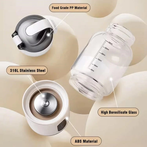 Wireless Electric Baby Bottle Heater with USB Rechargeable Temperature Control & Display