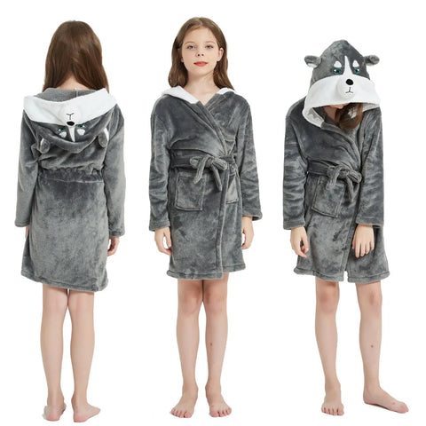 Kids Flannel Bathrobe for Girls – Cute Unicorn & Animal Themed Robe