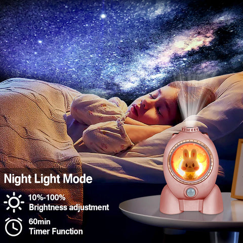 Rocket Galaxy Night Light Projector - 360° Rotate Starry Sky Lamp