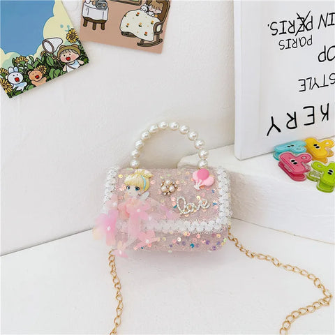 Pearl Handle Mini Sequin Handbag