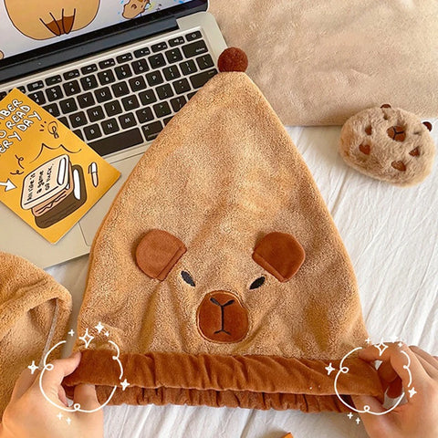 Capybara Hair Towel Hat- Quick-Drying and Easy to Use! Teeny Pandas