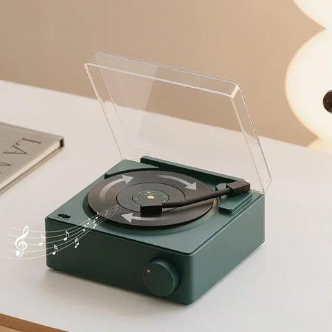 Retro Vinyl Bluetooth Speaker & Alarm Clock for Kids