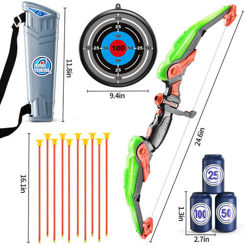 Luminous Bow and Arrow Toy Set with Target + 10 Arrows