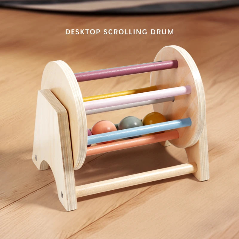 Wooden Montessori Spinning Sensory-Drum Teeny Pandas