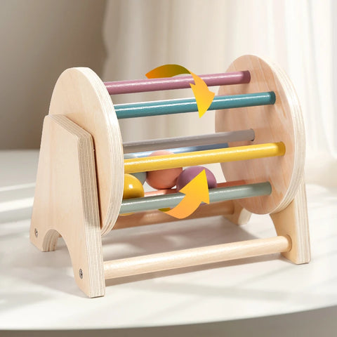 Wooden Montessori Spinning Sensory-Drum Teeny Pandas