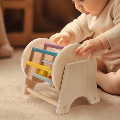 Wooden Montessori Spinning Sensory-Drum Teeny Pandas
