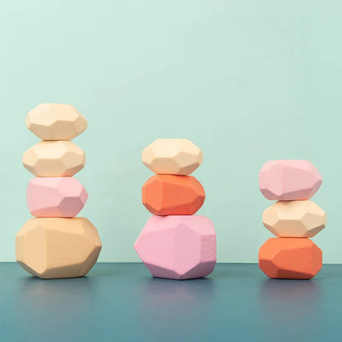 Wooden Rainbow-Stone Building Blocks for Creative Play Teeny Pandas