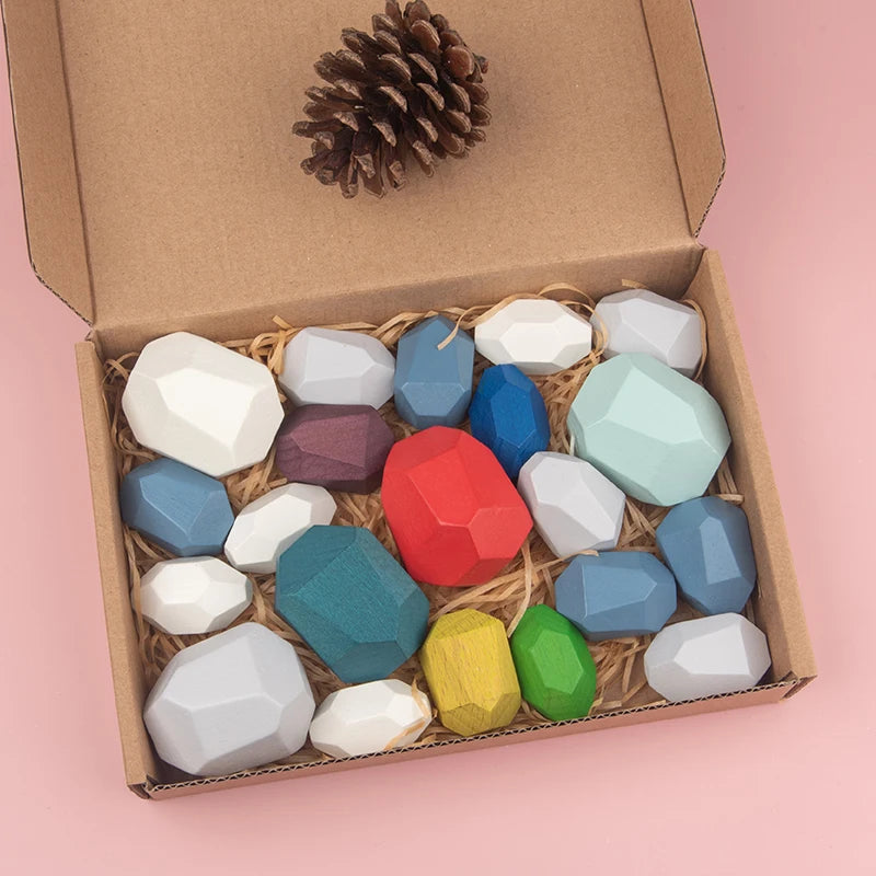 Wooden Rainbow-Stone Building Blocks for Creative Play Teeny Pandas