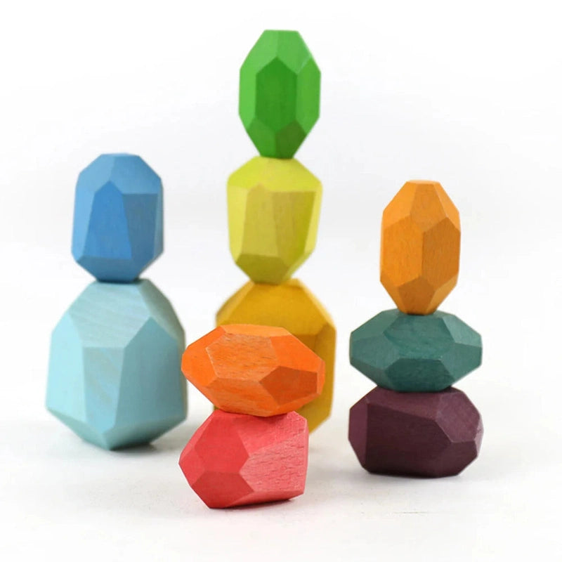 Wooden Rainbow-Stone Building Blocks for Creative Play Teeny Pandas