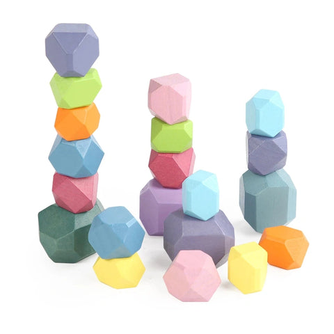 Wooden Rainbow-Stone Building Blocks for Creative Play Teeny Pandas