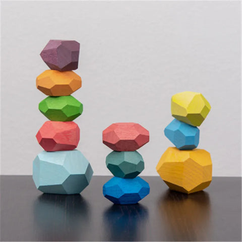 Wooden Rainbow-Stone Building Blocks for Creative Play Teeny Pandas