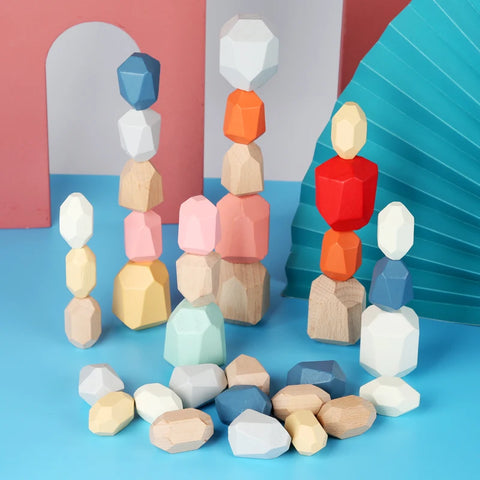 Wooden Rainbow-Stone Building Blocks for Creative Play Teeny Pandas