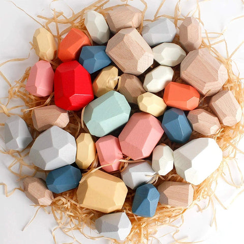 Wooden Rainbow-Stone Building Blocks for Creative Play Teeny Pandas