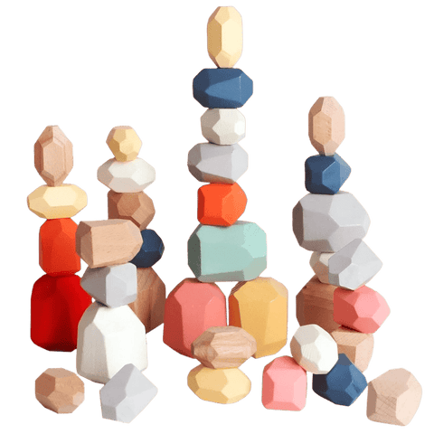 Wooden Rainbow-Stone Building Blocks for Creative Play Teeny Pandas