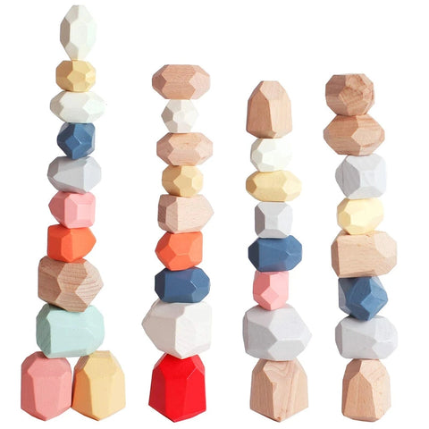 Wooden Rainbow-Stone Building Blocks for Creative Play Teeny Pandas